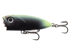 Eurotackle Z-Popper 1.75-inch micro top water lure in Black Hi-Viz for multispecies surface fishing.