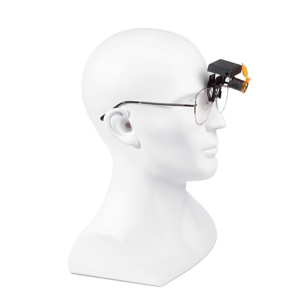 EustomA LED headlamp ergonomic design reduces facial pressure during wear.
