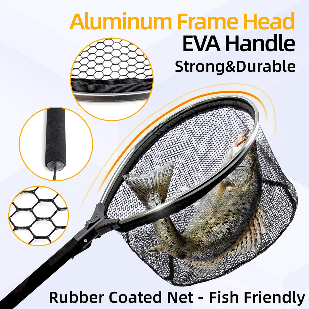 EVA handle fishing net with safety lanyard