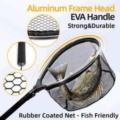 EVA handle fishing net with safety lanyard
