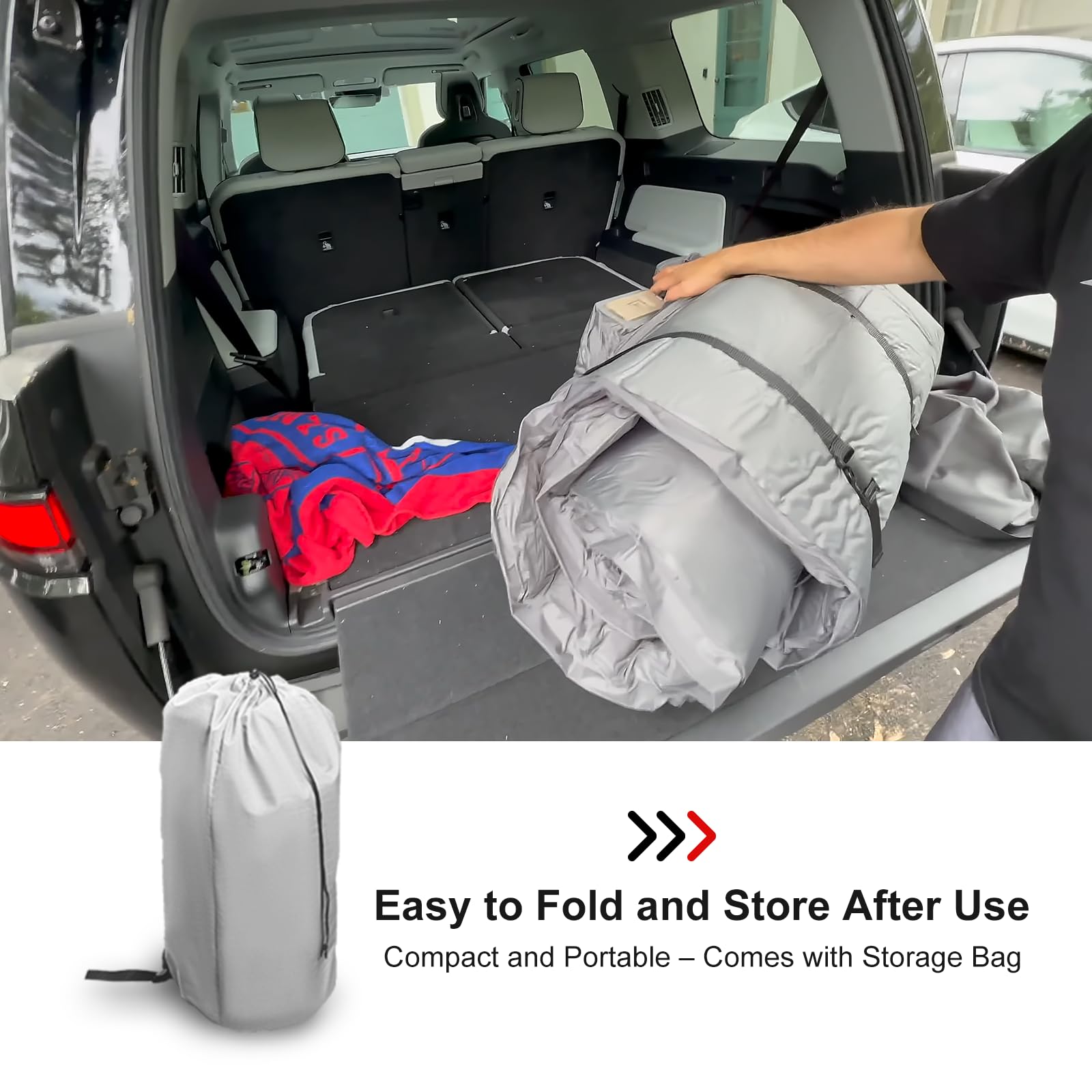 EVbase-ev air mattress one-click deflation for fast packing.