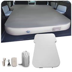 EVbase-ev air mattress showing Rivian R1S compatibility for camping.