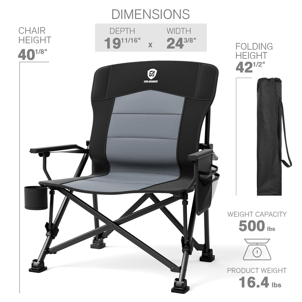 Ever Advanced 500lb capacity folding chair stands up to rugged outdoor use