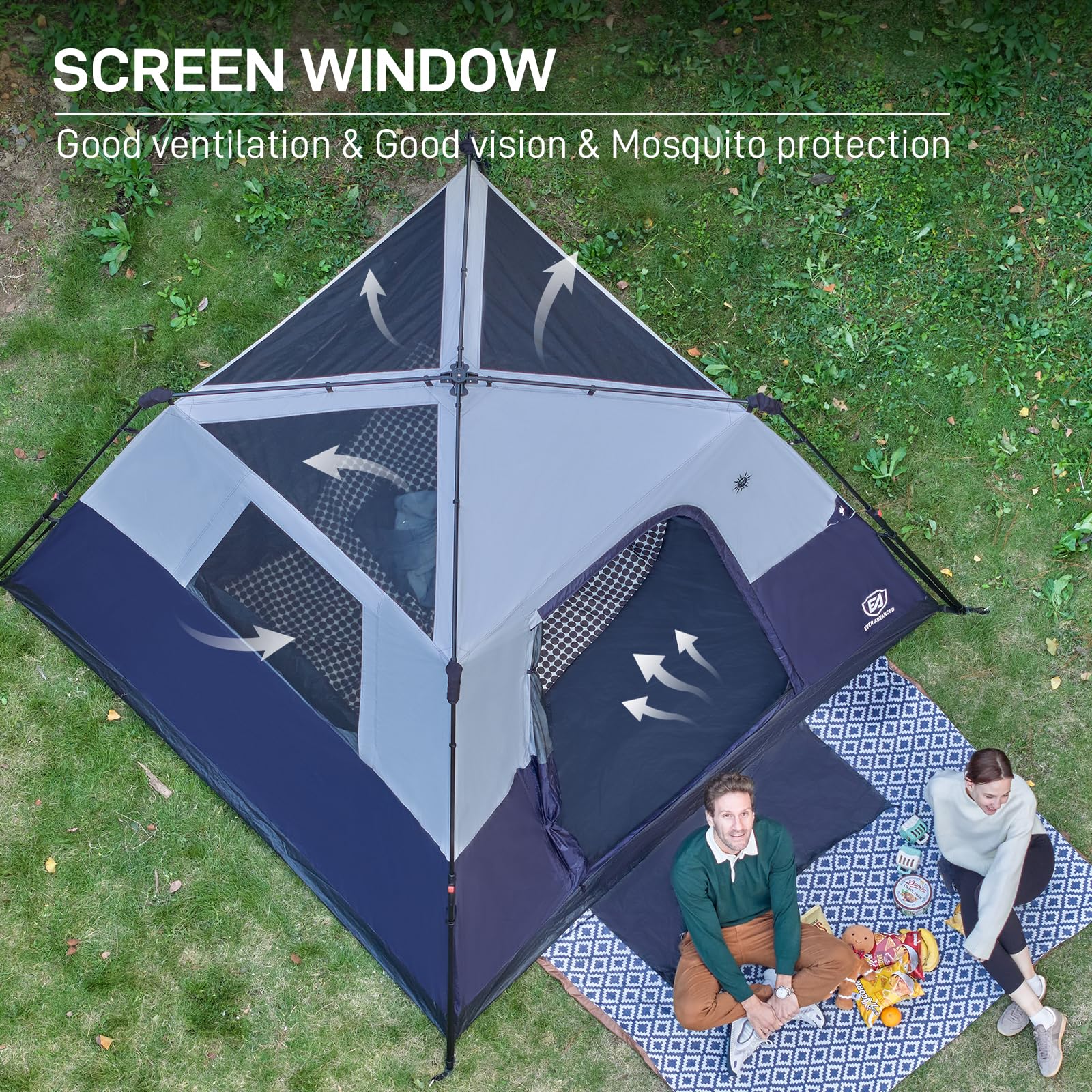 Ever Advanced 9x9-foot tent interior space supports family lounging.