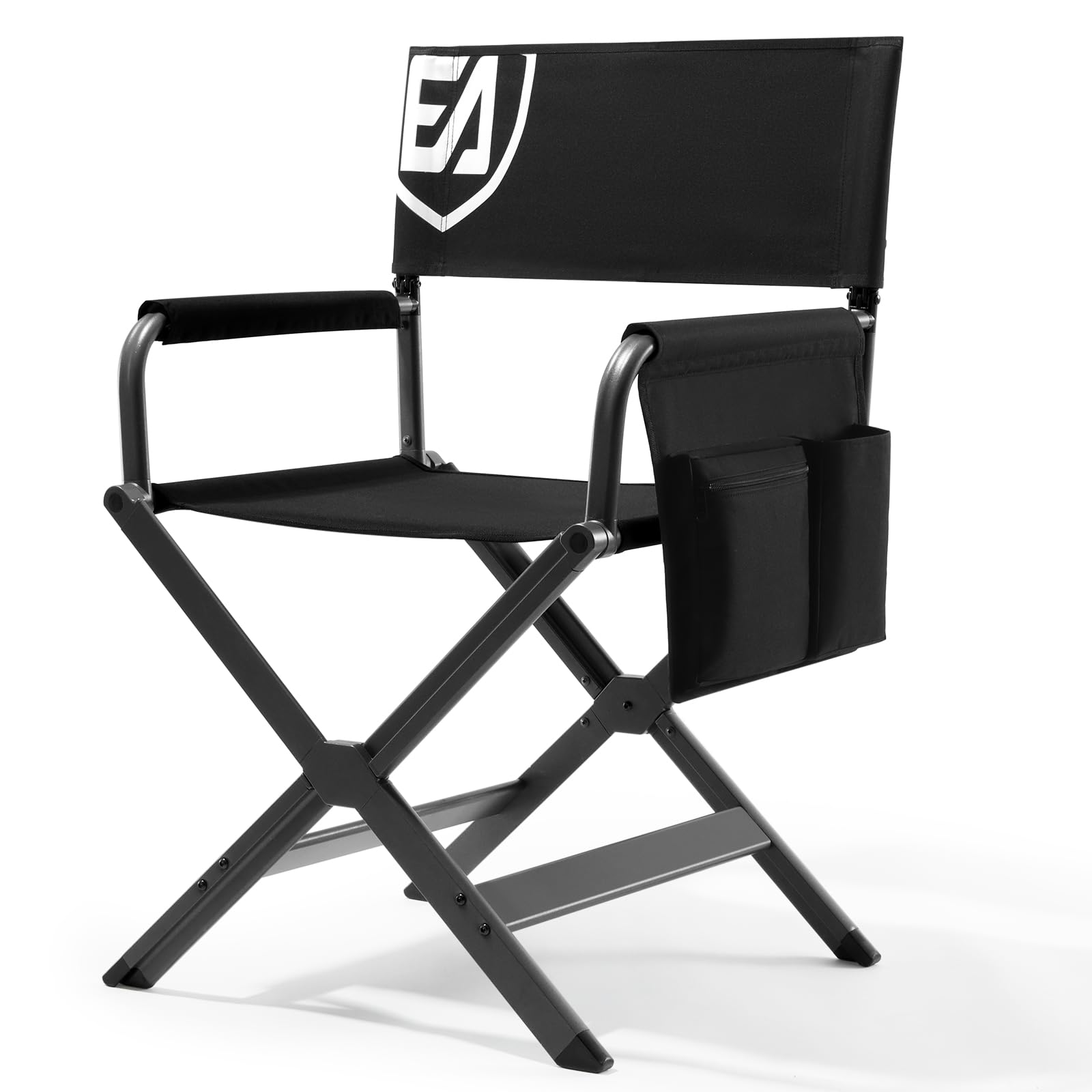 EVER ADVANCED aluminum directors chair folded for easy transport and storage.