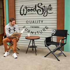 EVER ADVANCED aluminum directors chair unfolded showing sturdy frame for stability.