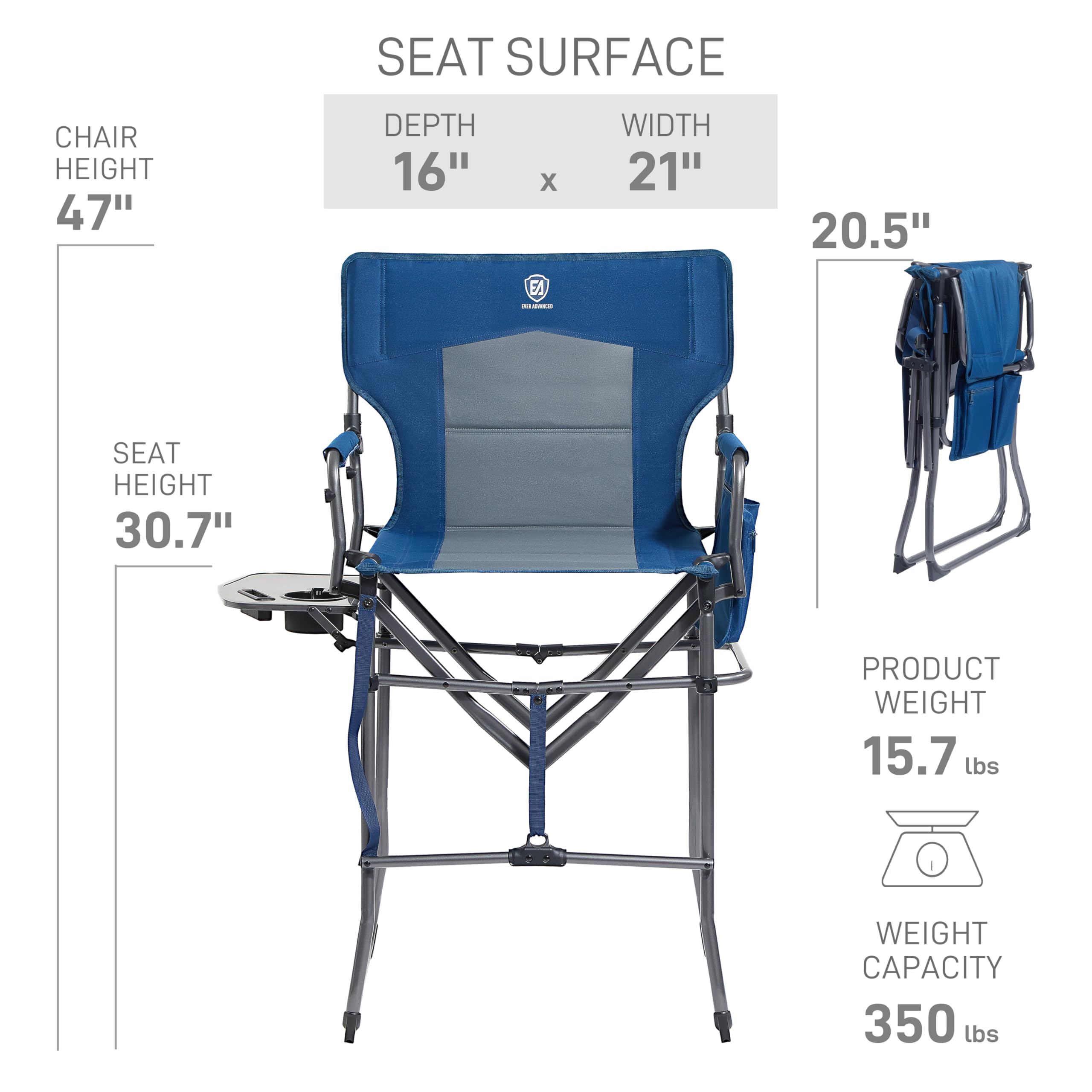 Ever Advanced chair supports up to 350 lbs, ideal for reliable seating at events