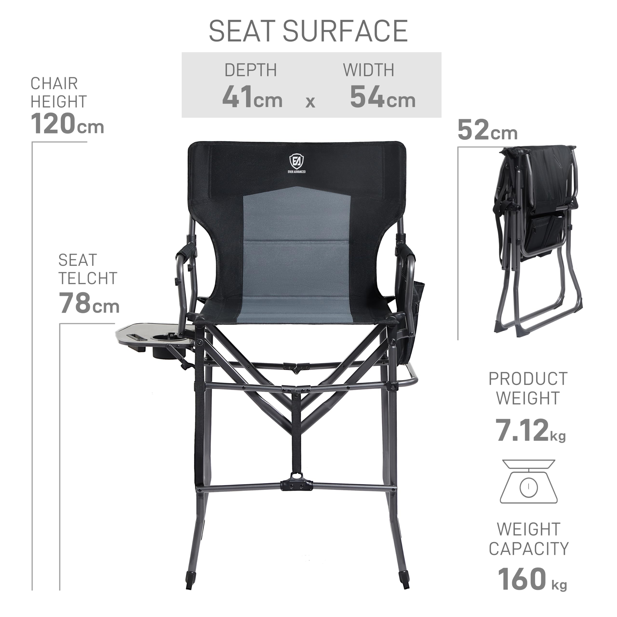 Ever Advanced chair with pocket and cup holder illustrating convenient storage for essentials.