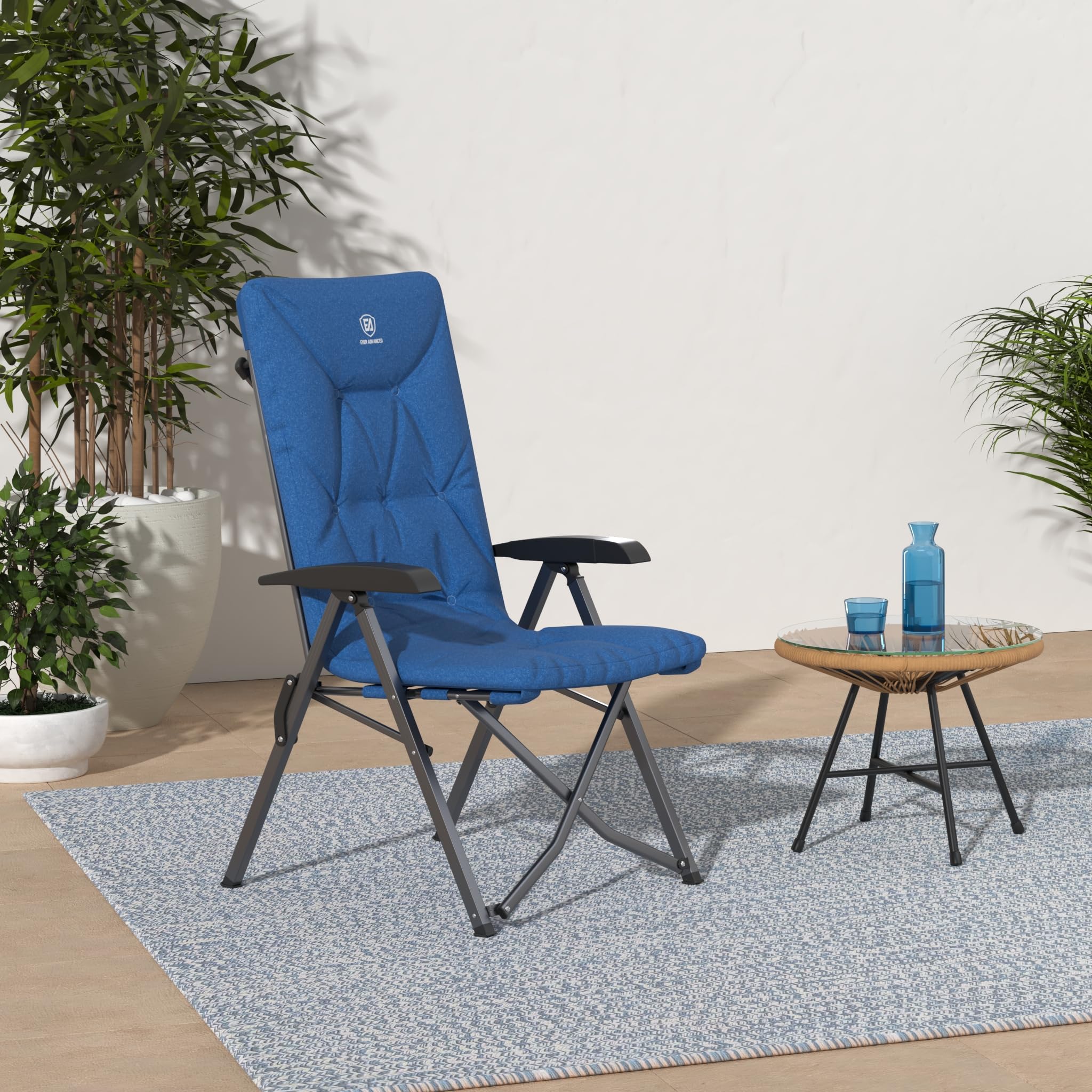 EVER ADVANCED folding camping chair 4-position recline for customizable outdoor comfort.