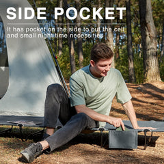Ever Advanced cot with side pocket for easy access to essentials.