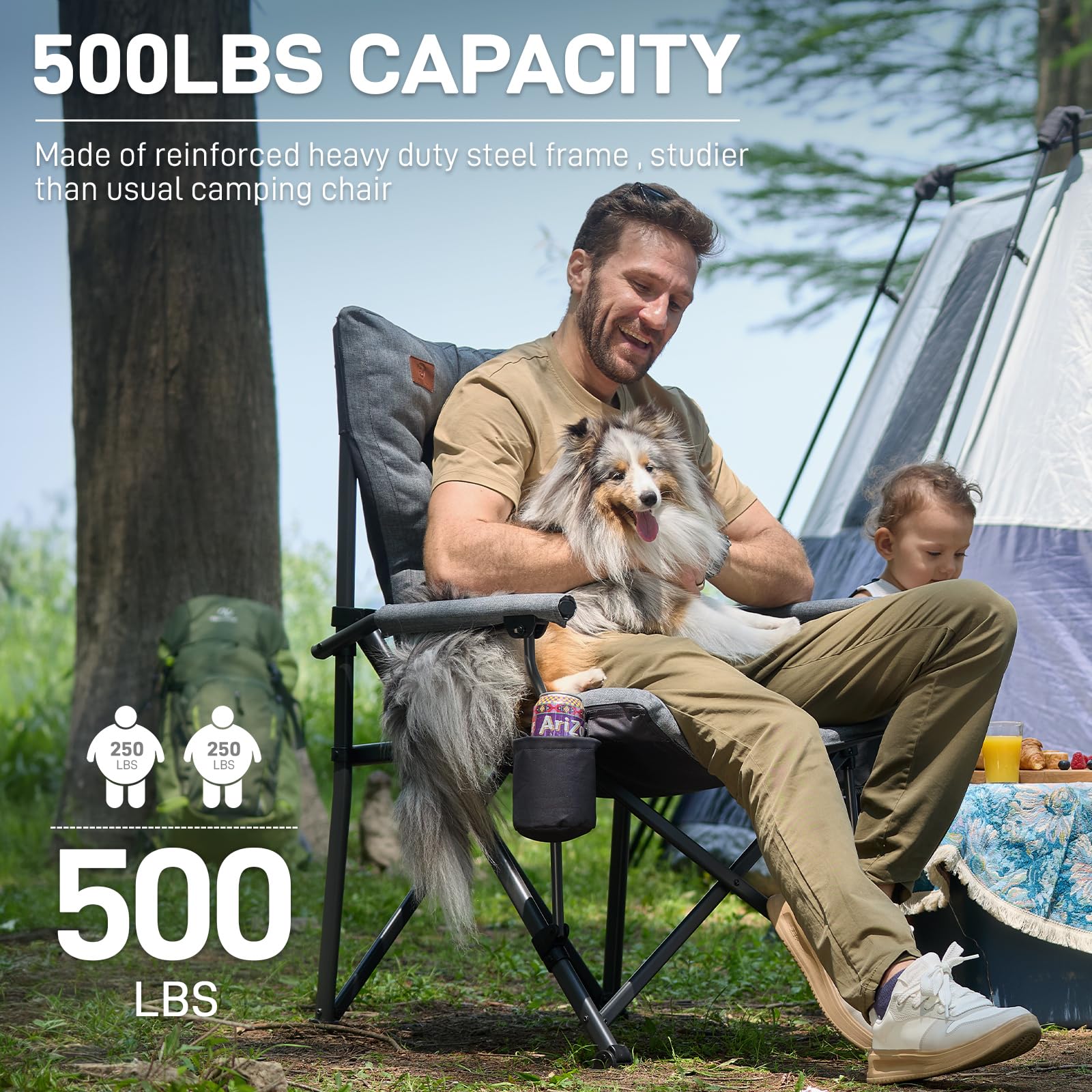 EVER ADVANCED folding chair heavy-duty-frame underlines durability for outdoor environments