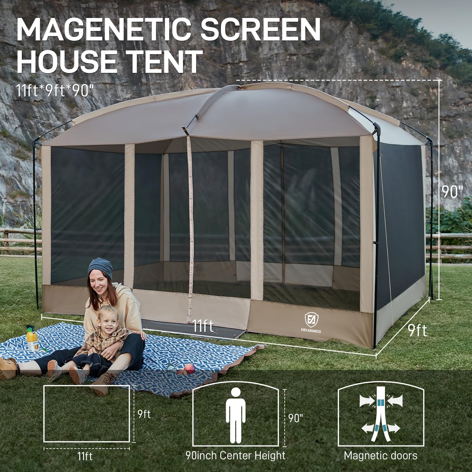 EVER ADVANCED hands-free entry magnetic doors enabling easy passage for kids and pets