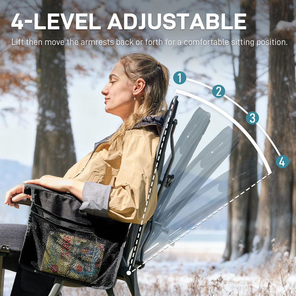 EVER ADVANCED heated camping chair dual heating keeps back and seat warm.