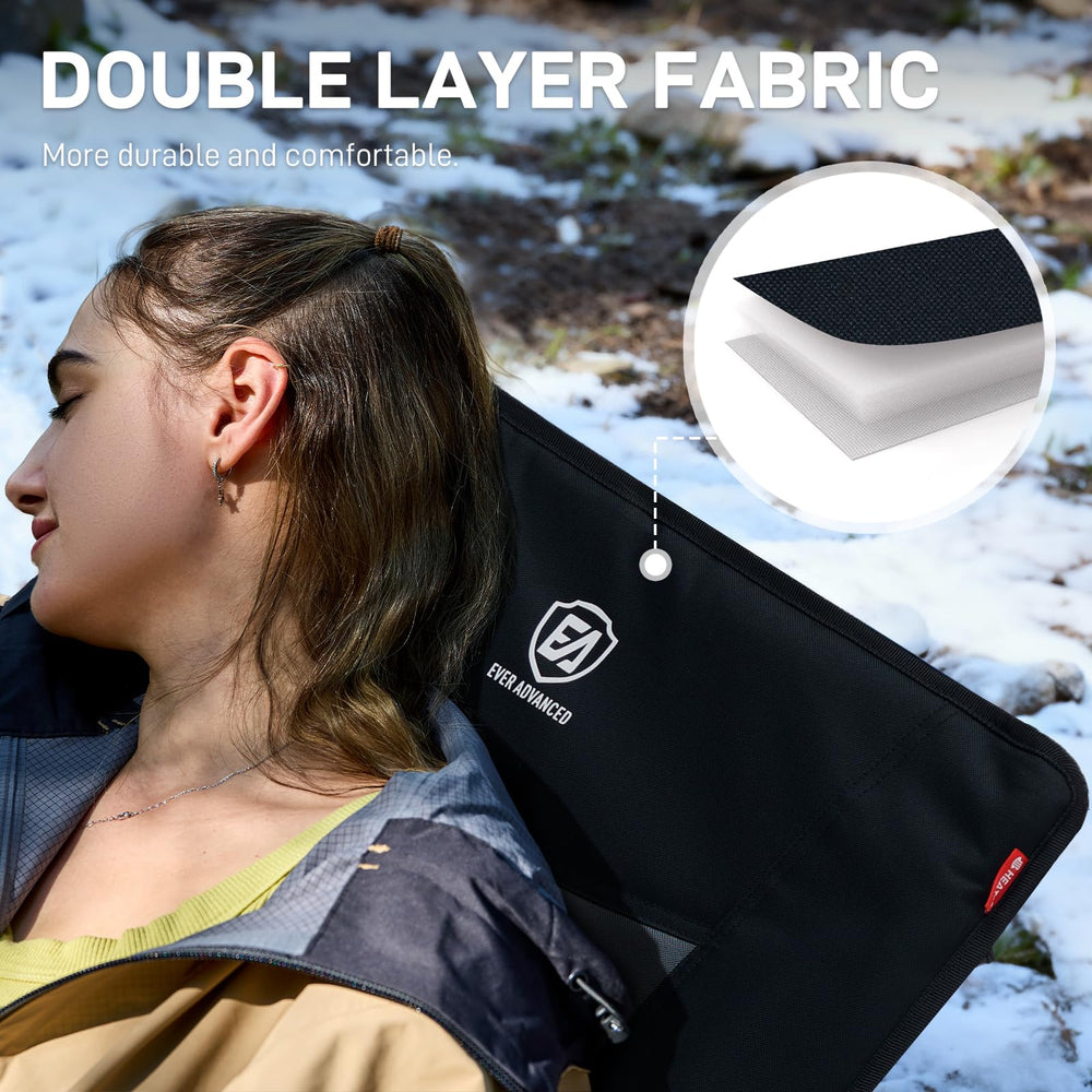EVER ADVANCED heated camping chair indoor outdoor versatility for patio or campsite.