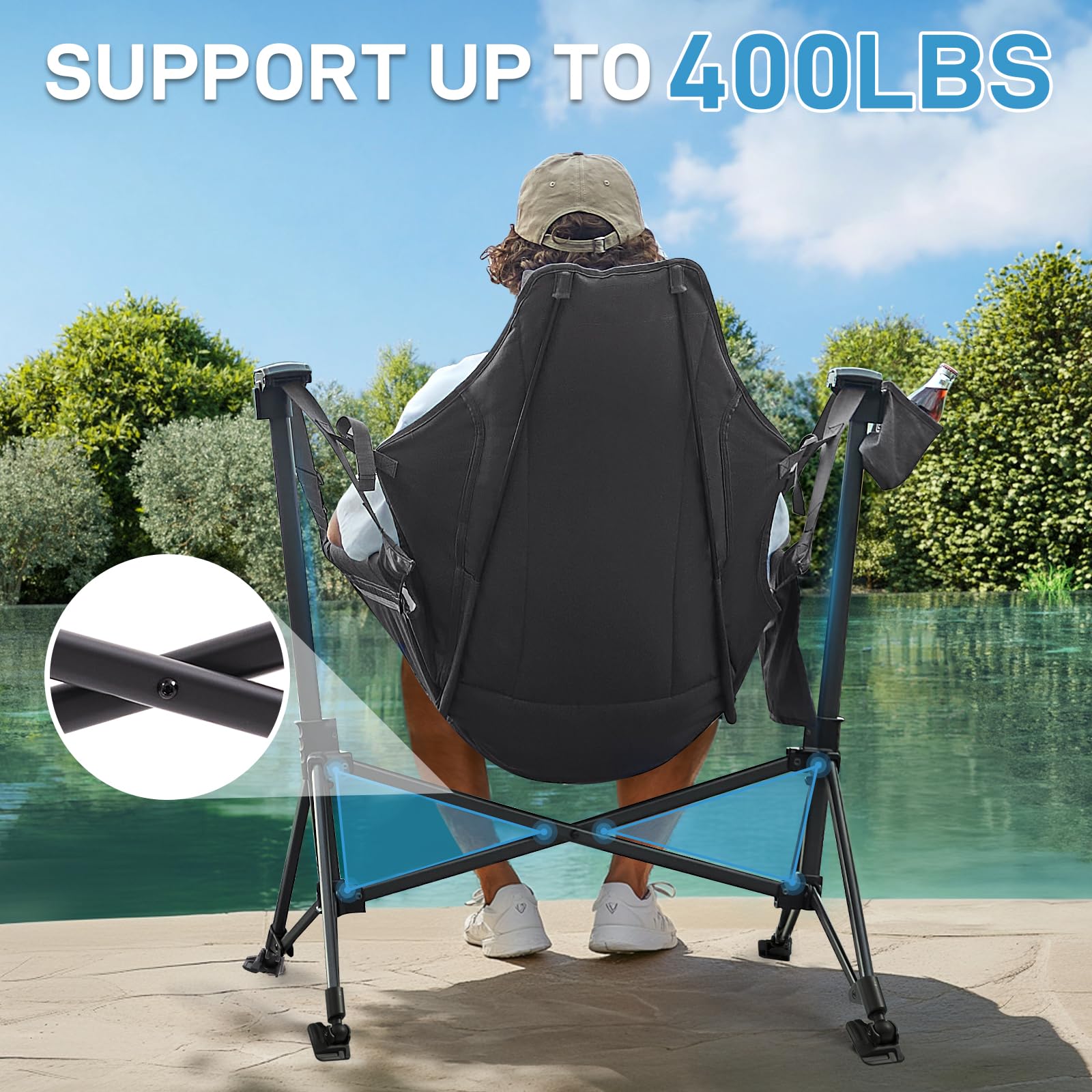 Ever Advanced heavy-duty frame supports up to 400 lbs for sturdy outdoor seating.