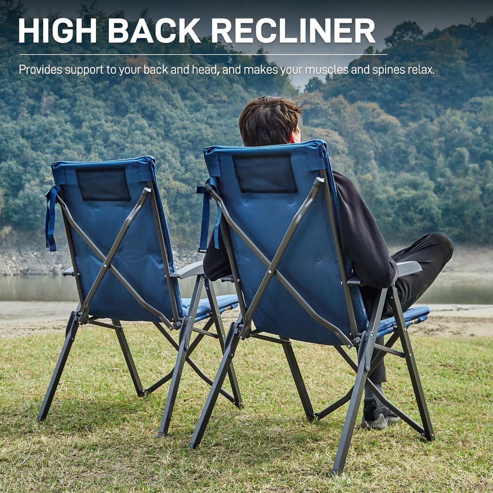 EVER ADVANCED indoor/outdoor folding chair with anti-skid pads keeps surfaces secure.