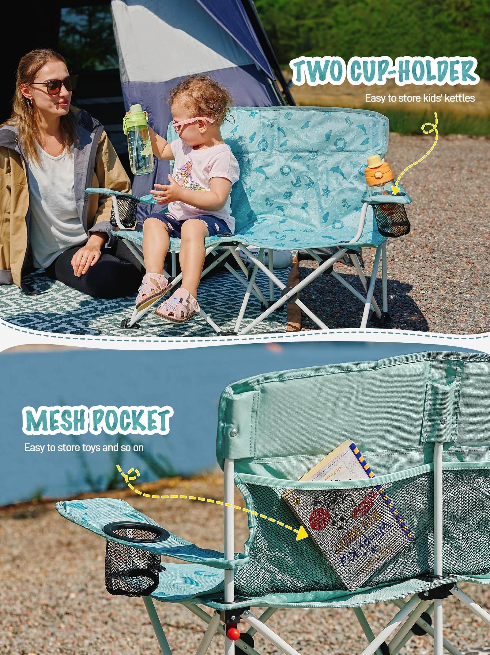 ever advanced kids double camping chair ideal for beach trips and backyard camping
