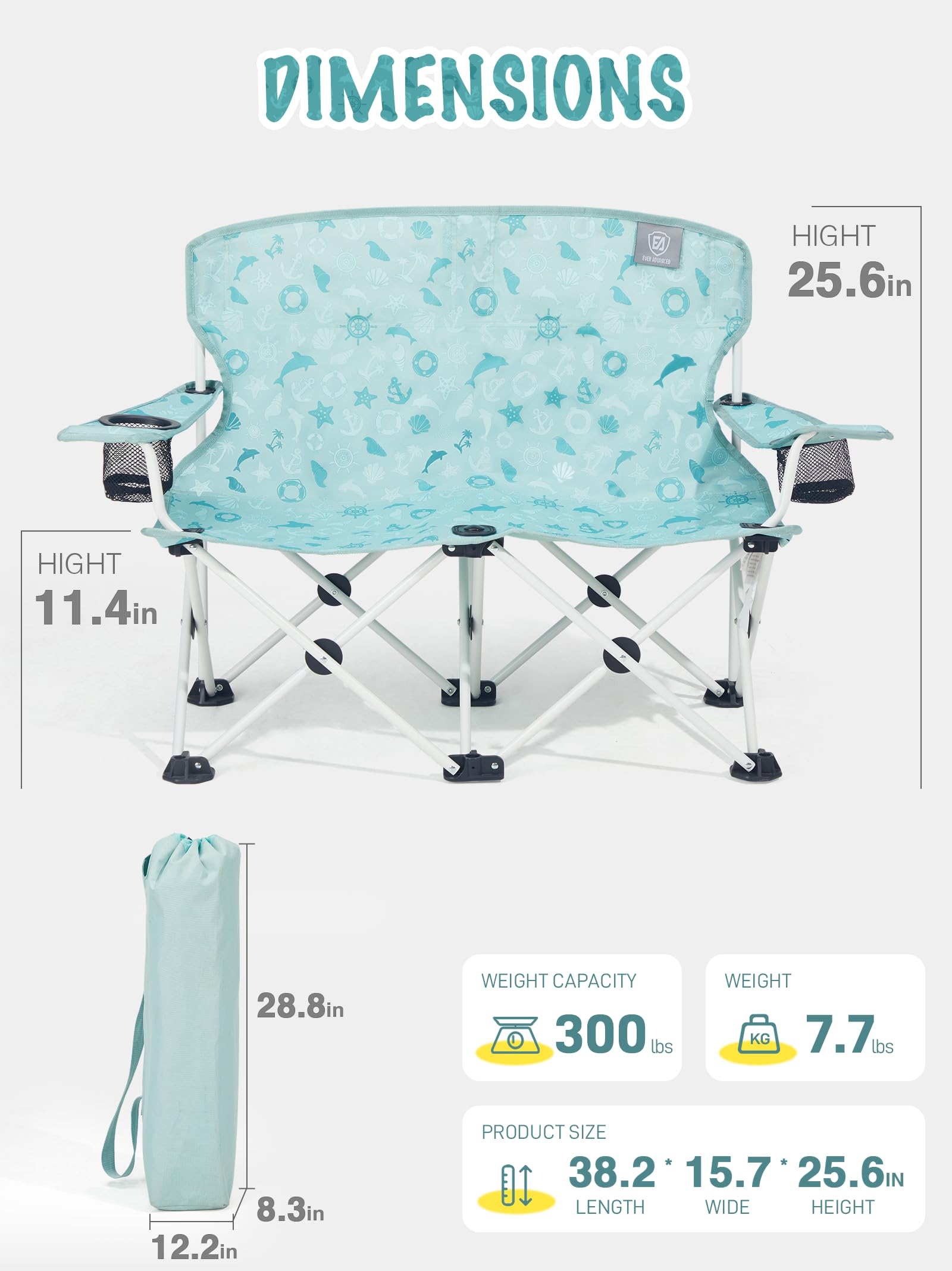 ever advanced kids double camping chair roomy seat fits two kids or a cozy adult