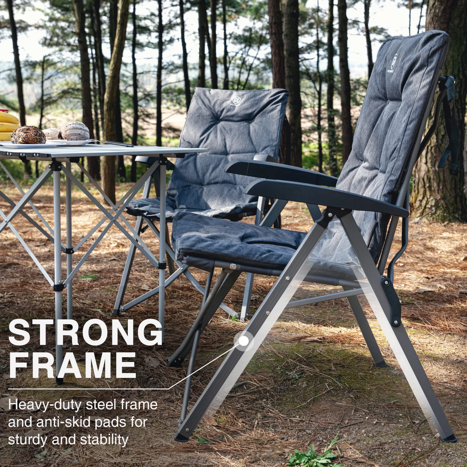 EVER ADVANCED luxury camping chair grey 330lb capacity supports sturdy seating