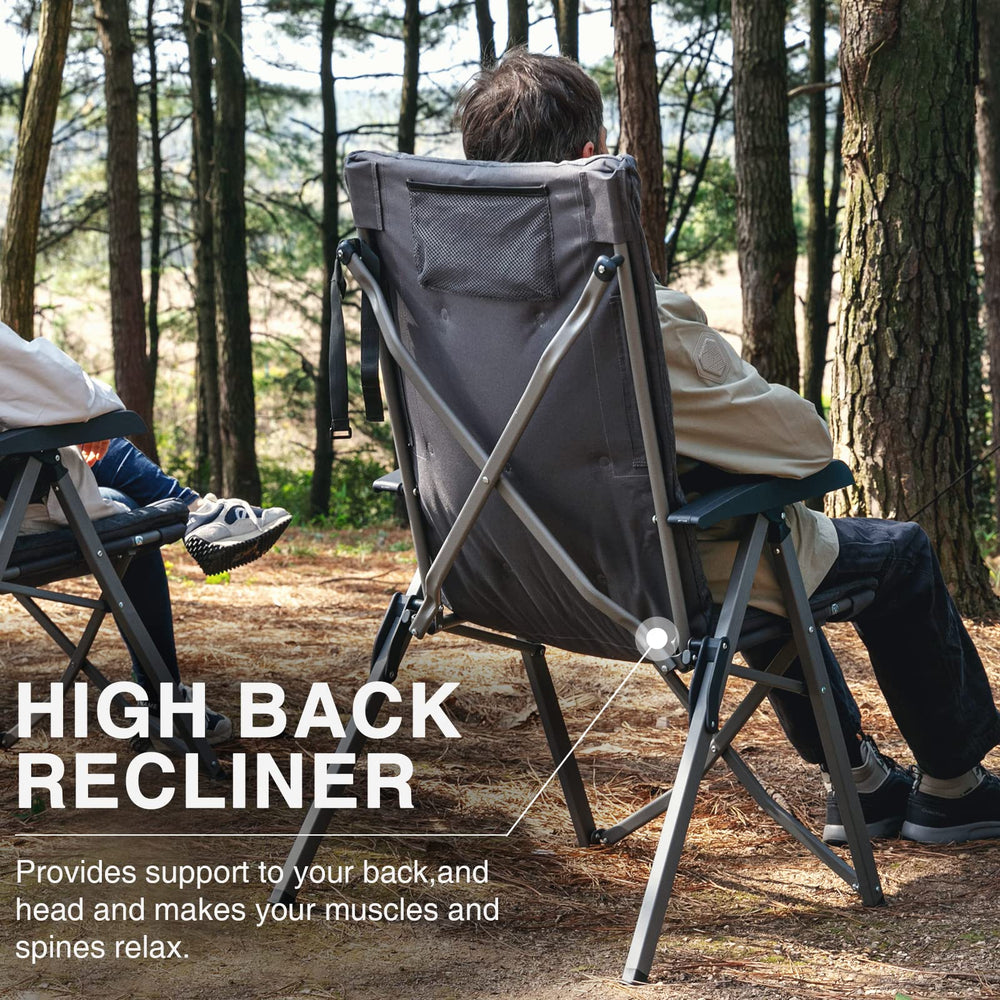EVER ADVANCED luxury camping chair grey recline offers customizable lounging
