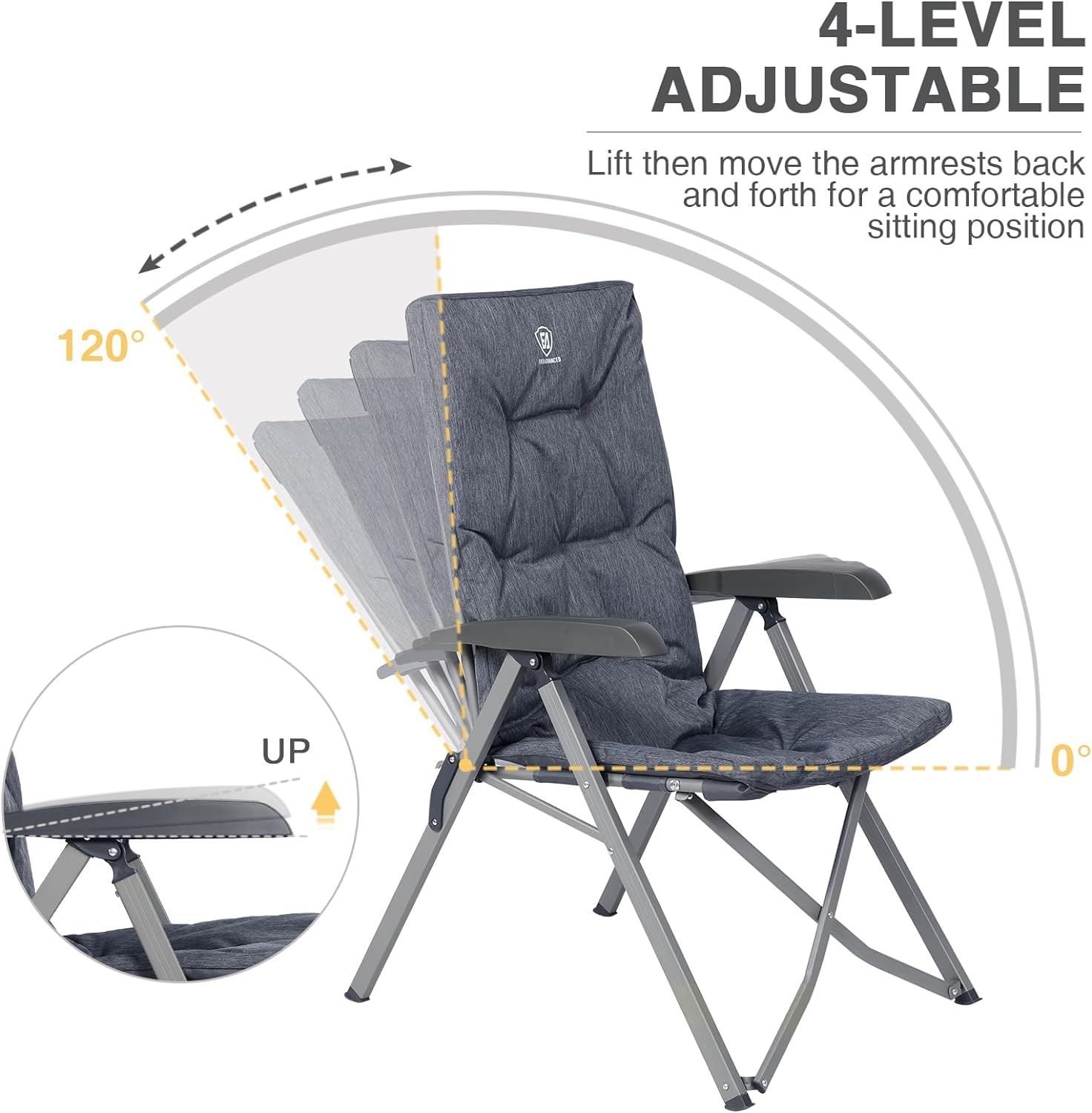EVER ADVANCED luxury camping chair grey folded for compact transport