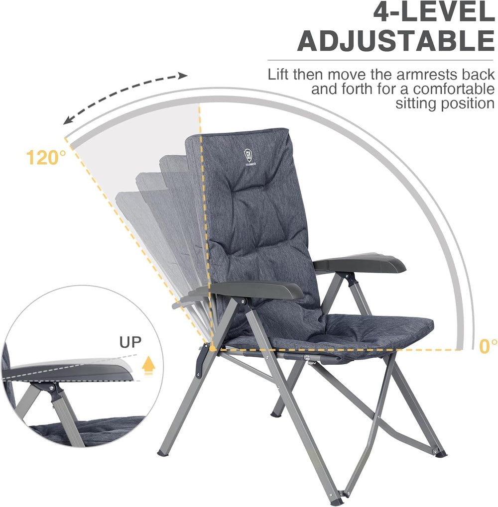 EVER ADVANCED luxury camping chair grey folded for compact transport