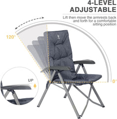 EVER ADVANCED luxury camping chair grey folded for compact transport