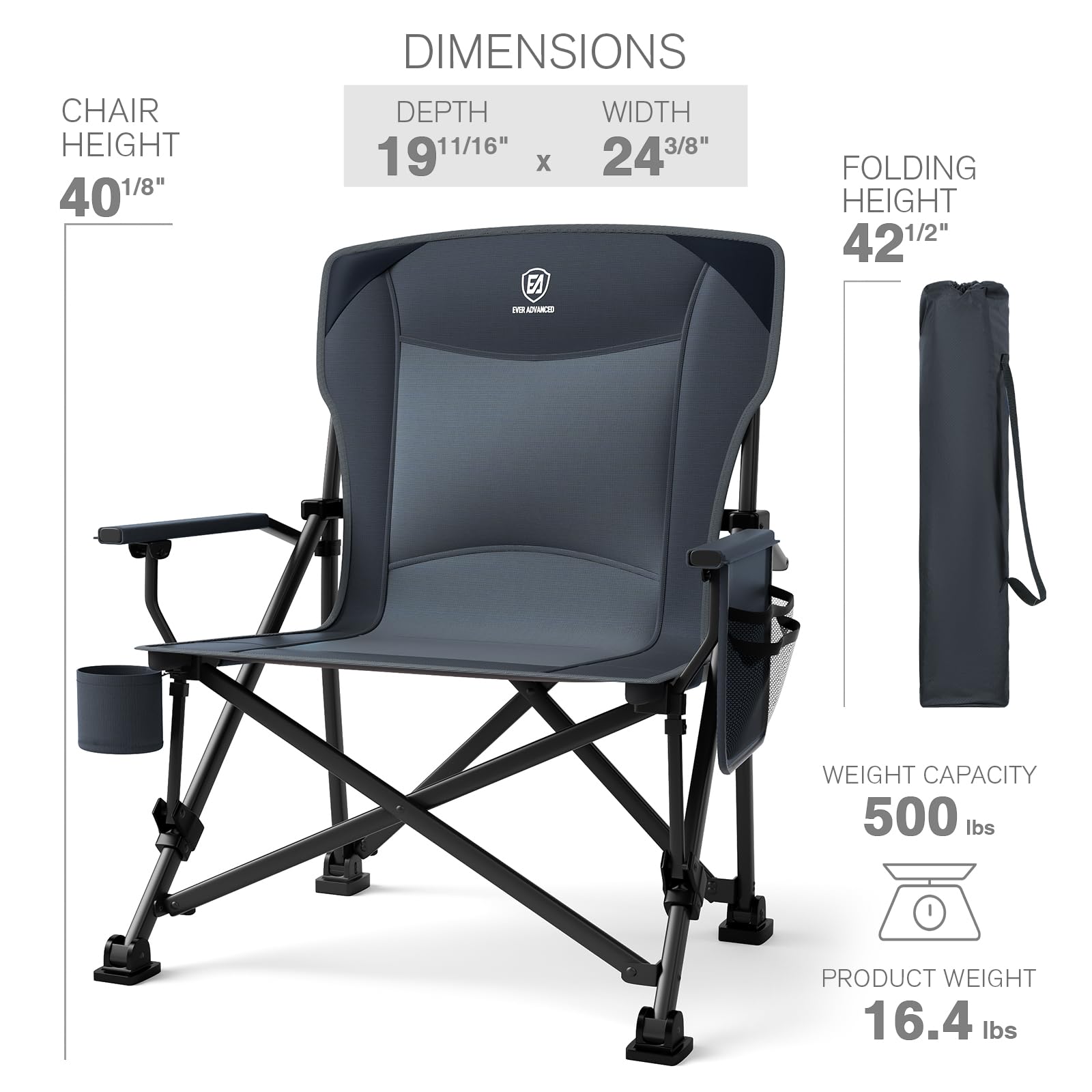 EVER ADVANCED outdoor chair suitable for camping, lawn, beach, and travel
