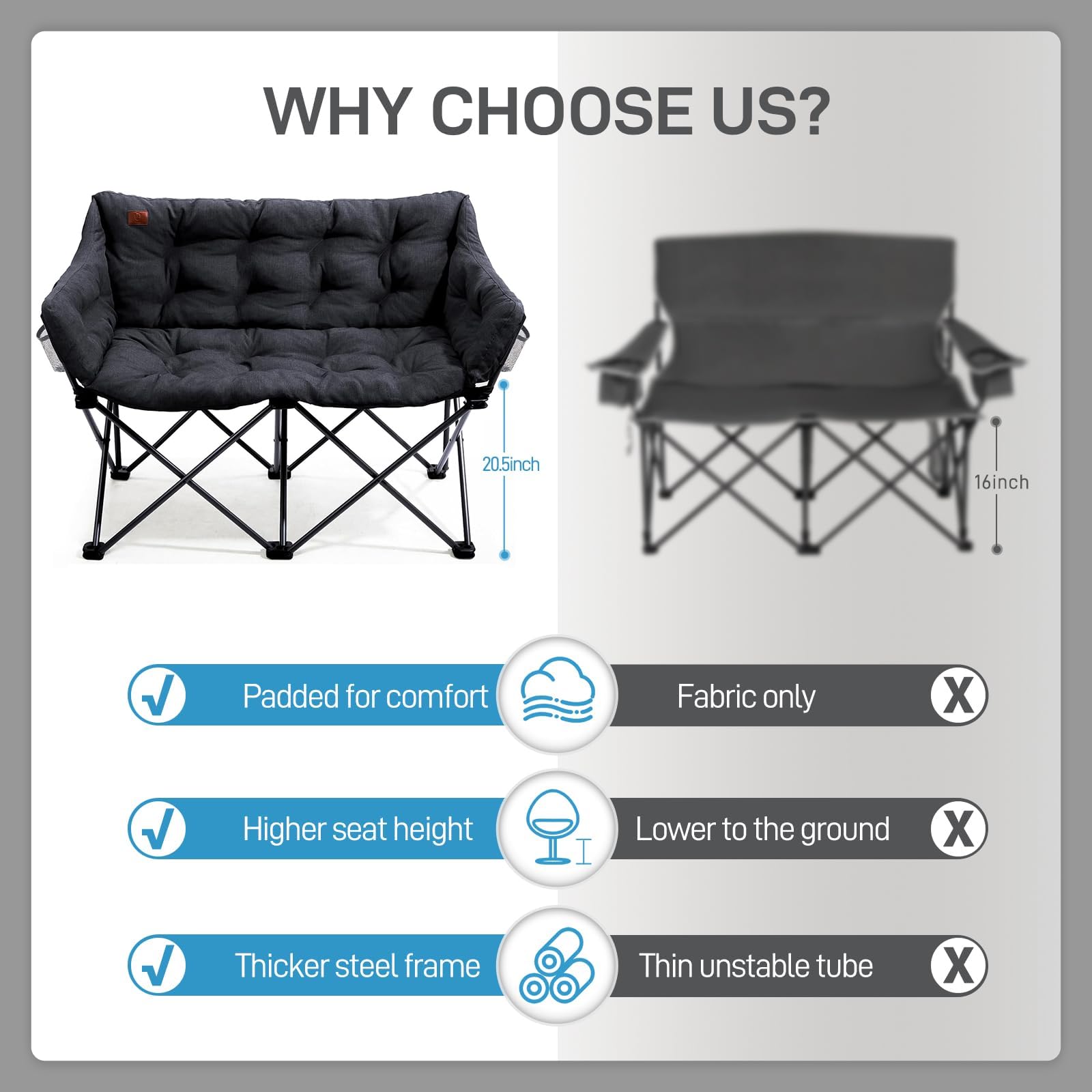 EVER ADVANCED outdoor-use lawn chair suits campsites, gardens, and balconies.