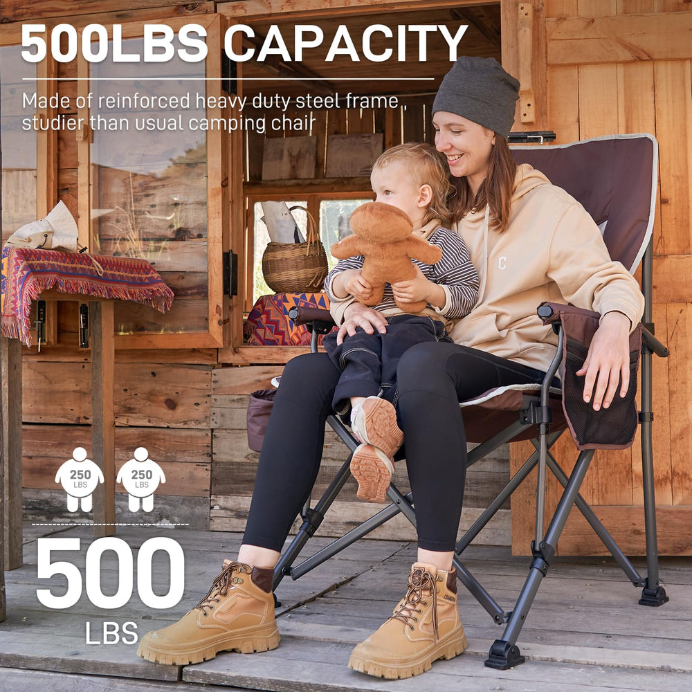 EVER ADVANCED oversized folding camping chair folded-compact form for portable travel and storage.