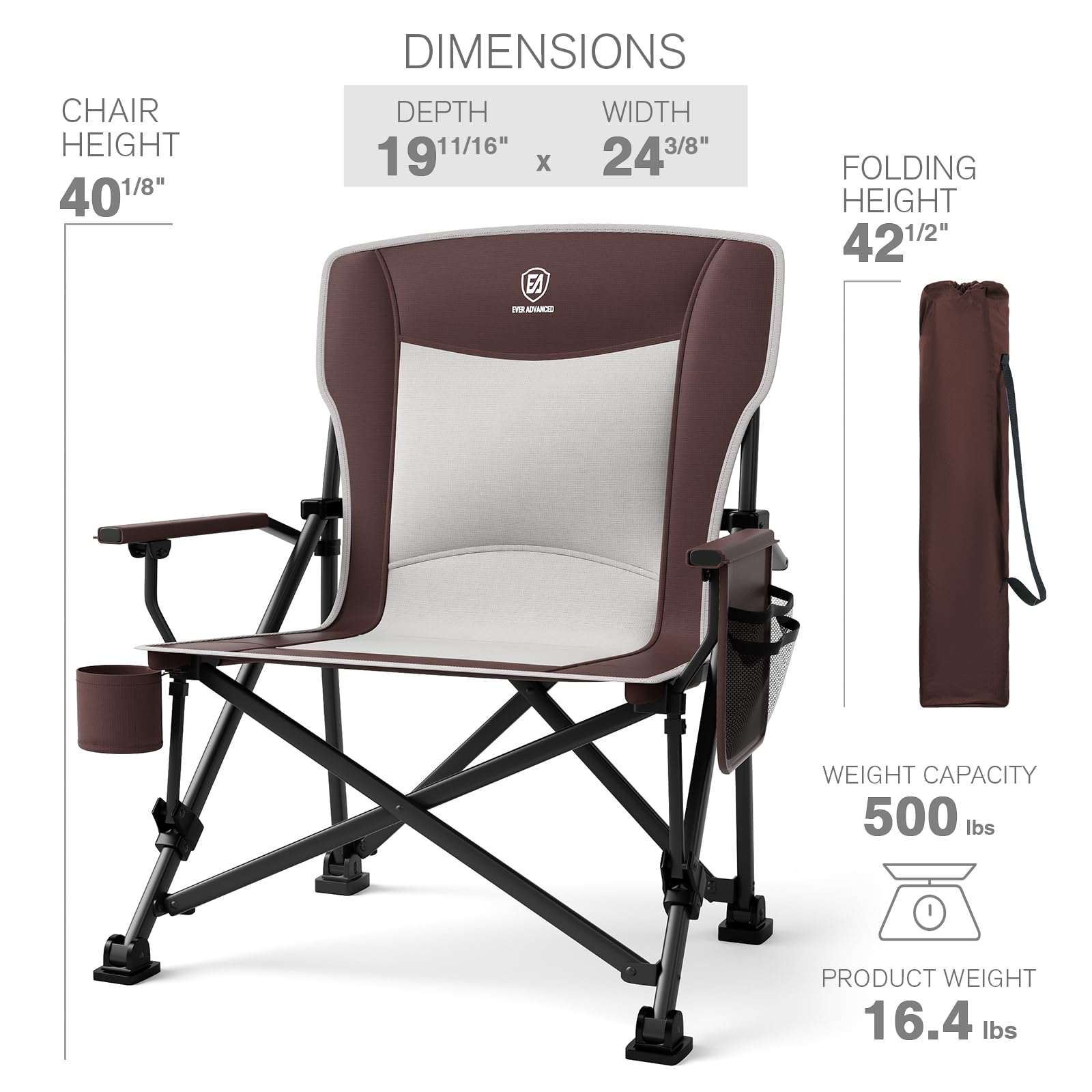EVER ADVANCED oversized folding camping chair in use on lawn shows stability and comfort.