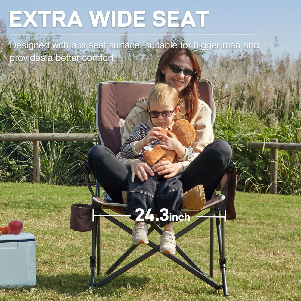 EVER ADVANCED oversized folding camping chair sturdy steel frame with 500lb capacity.
