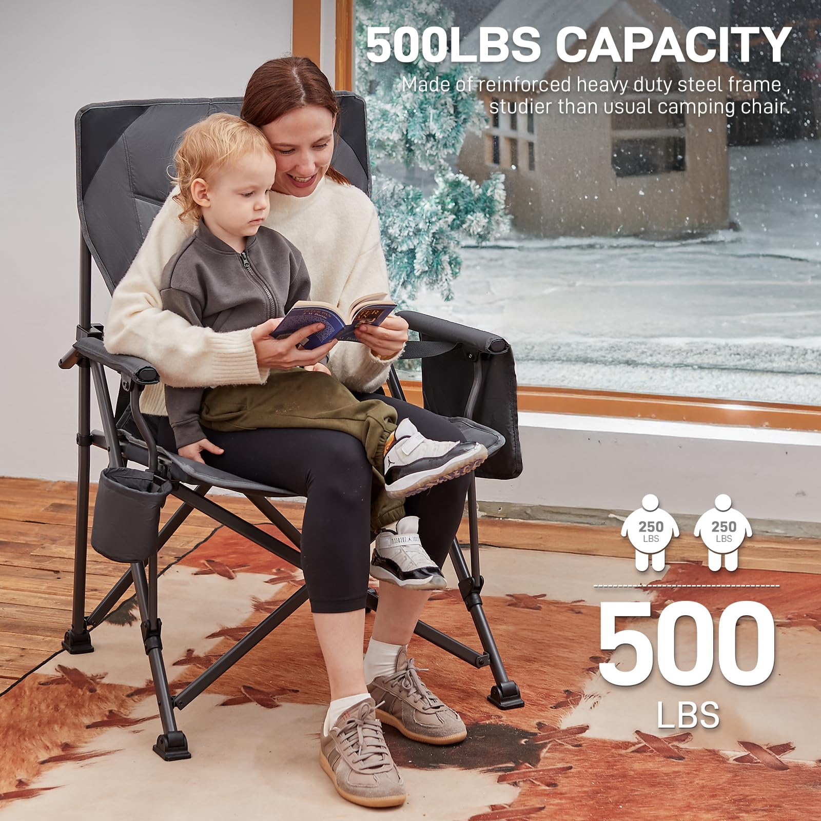 EVER ADVANCED Oversized Folding Camping Chair weight reveals 16.4 lb portable design.