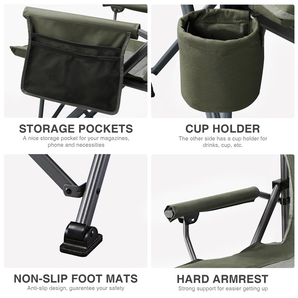 Ever Advanced oversized folding chair in use camping demonstrates versatile outdoor seating.