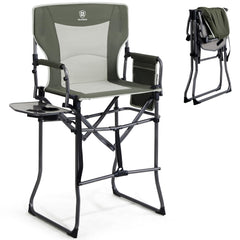 Ever Advanced portable chair with 30.7-inch tall seat and side table for easy set-up.