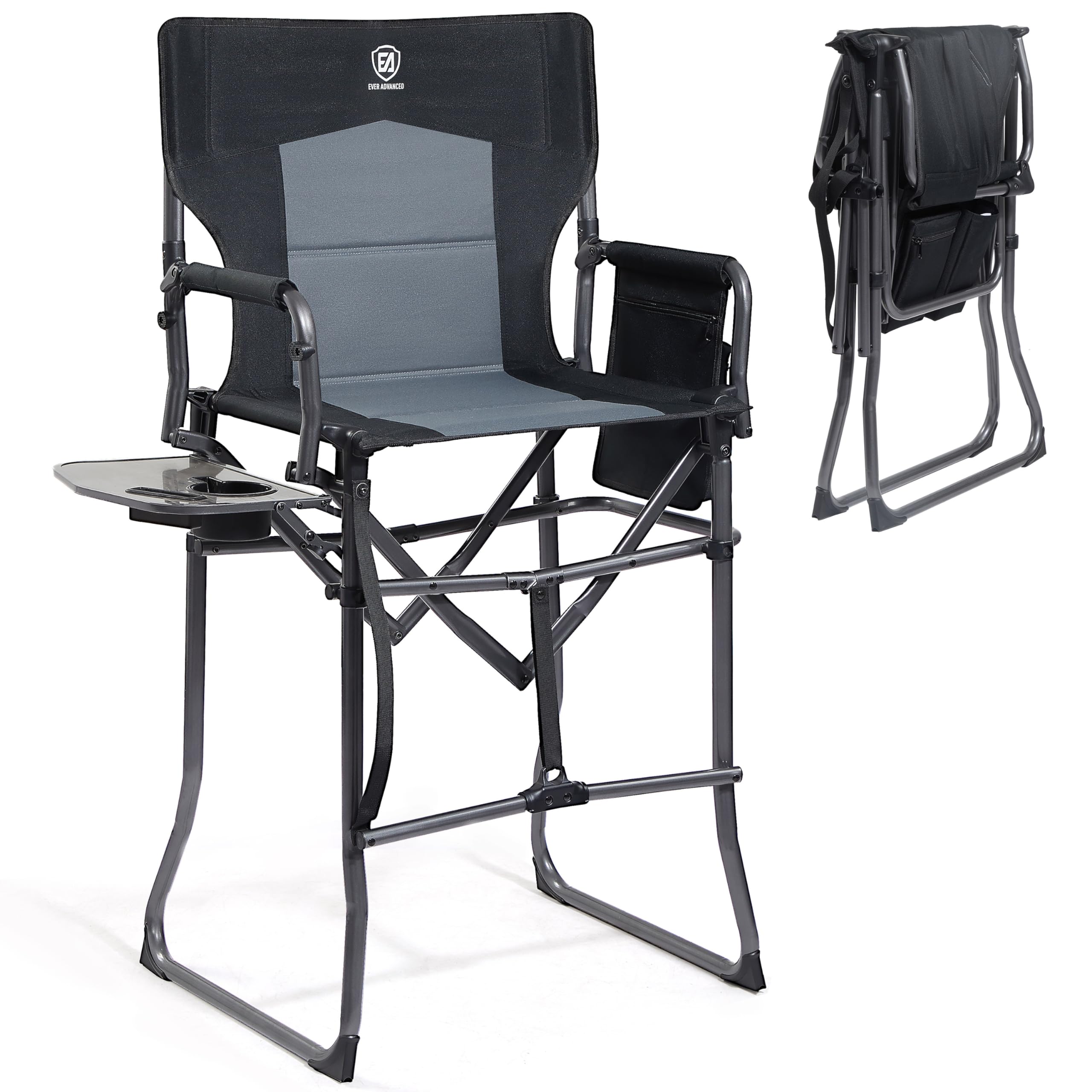 Ever Advanced portable 30-7 seat-height tall folding chair ready for compact travel and easy packing.