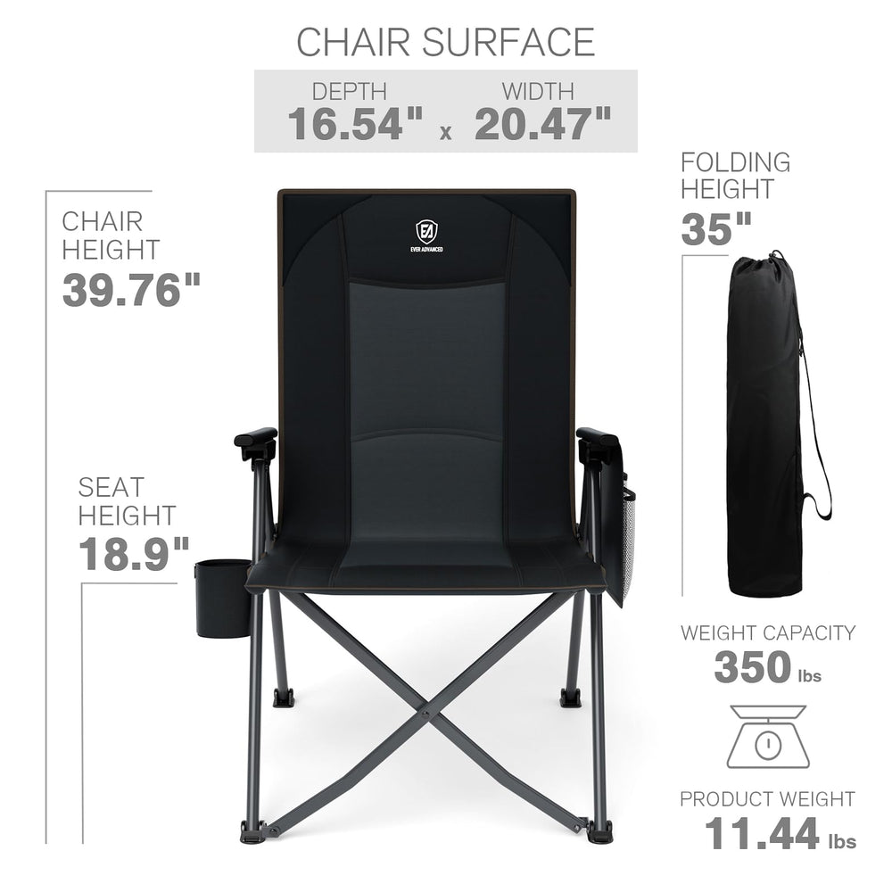 EVER ADVANCED reclining chair folded compact highlights easy storage and portability.