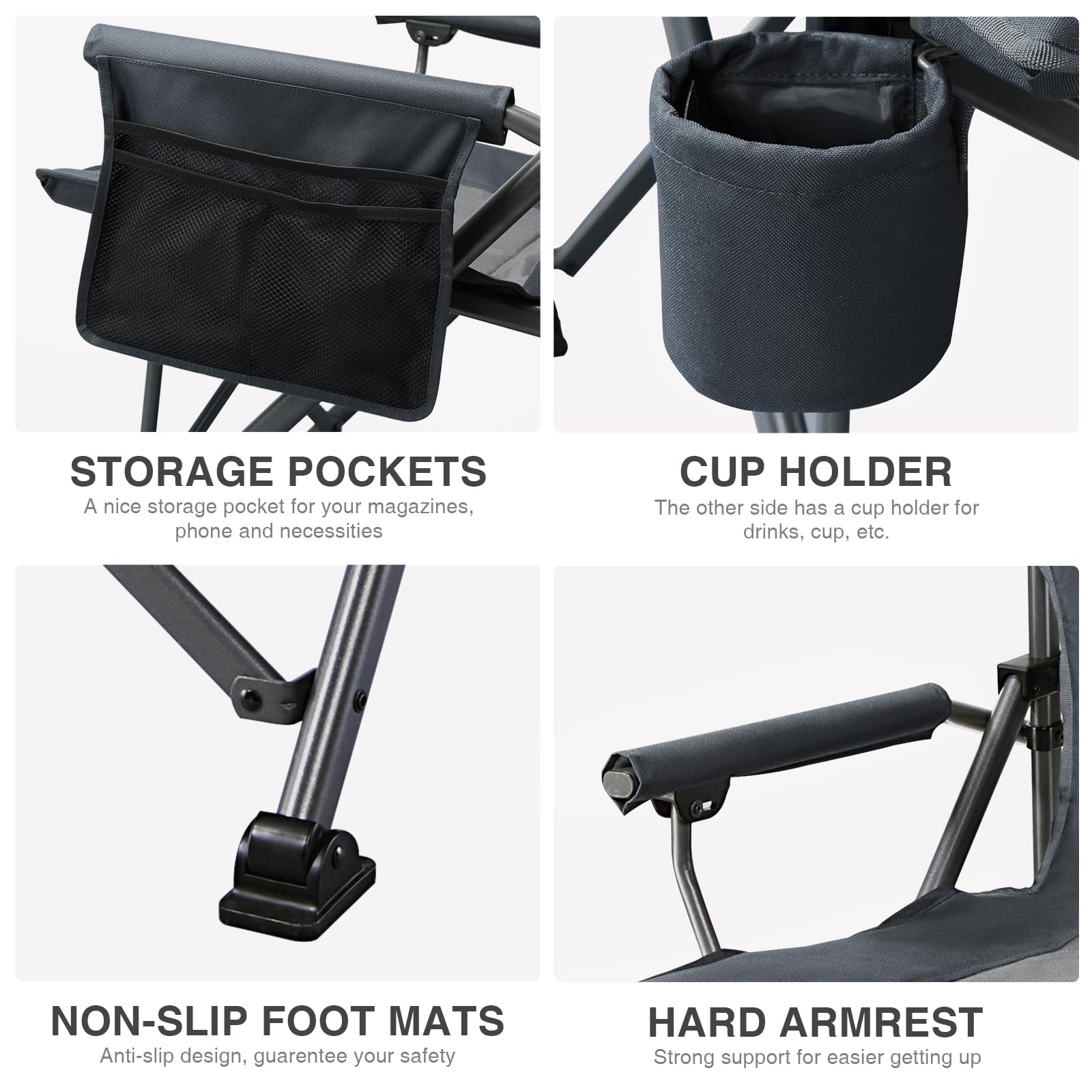 EVER ADVANCED chair with side pockets for convenient small-item storage