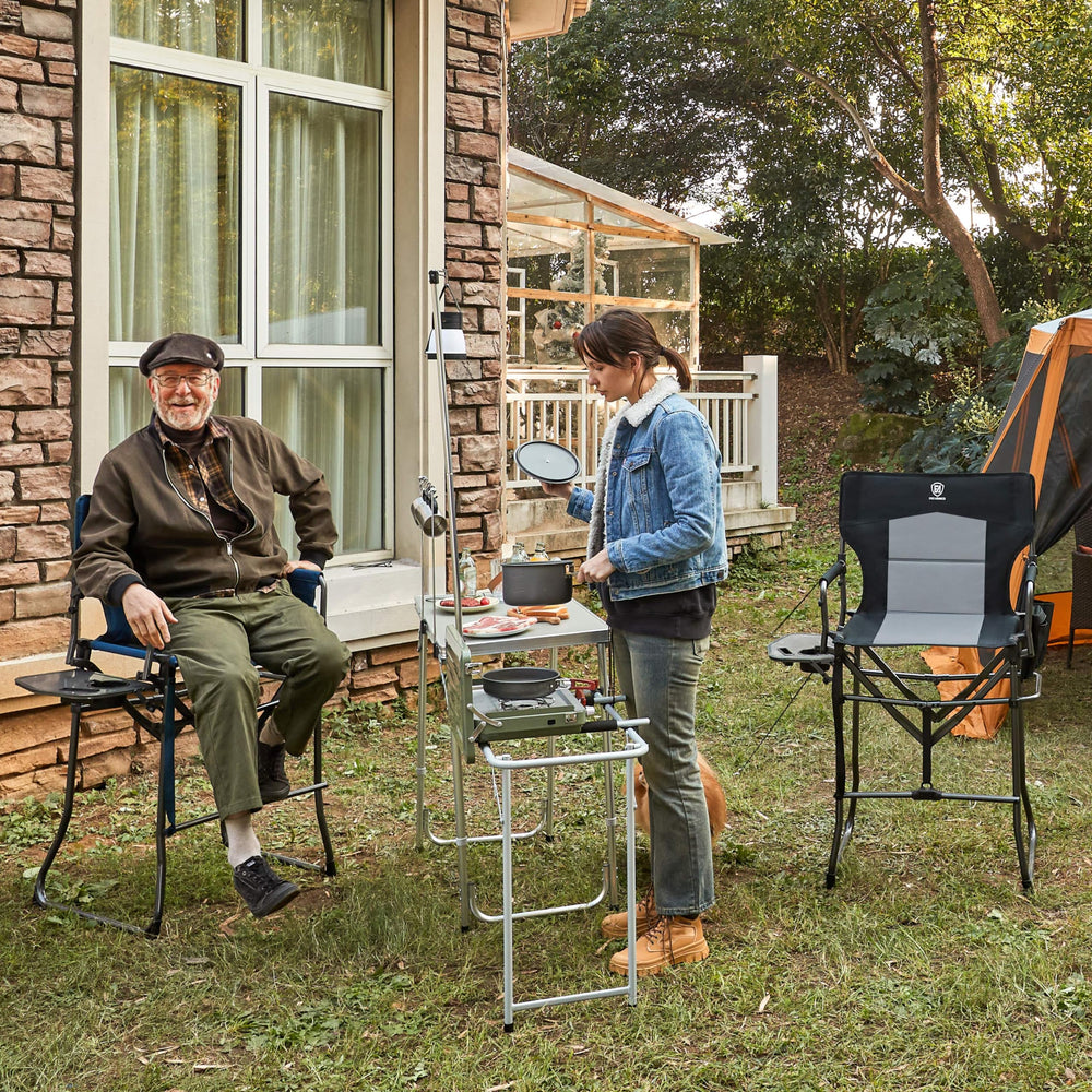 Ever Advanced tall directors chair unfolded for easy seating at events and makeup stations
