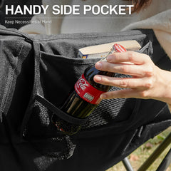 EVER ADVANCED two-person chair side pocket keeps essentials within reach during picnics.