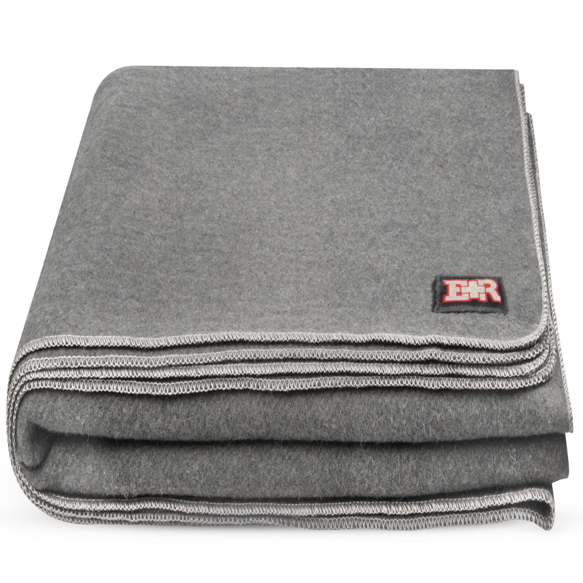 Ever Ready First Aid military wool blanket, flat lay in grey, showcasing durable soft wool