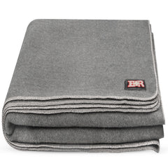 Ever Ready First Aid military wool blanket, flat lay in grey, showcasing durable soft wool