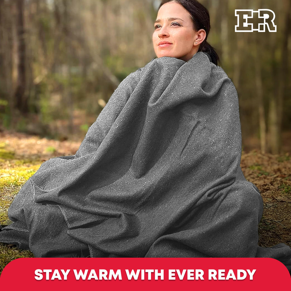 Ever Ready First Aid military wool blanket in indoor-outdoor setting, warmth for any space