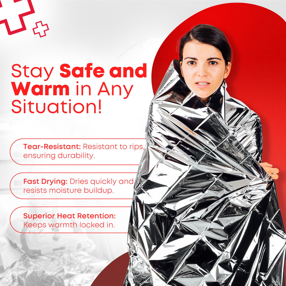 Ever Ready First Aid Mylar blanket windproof-waterproof shell keeps you protected outdoors.