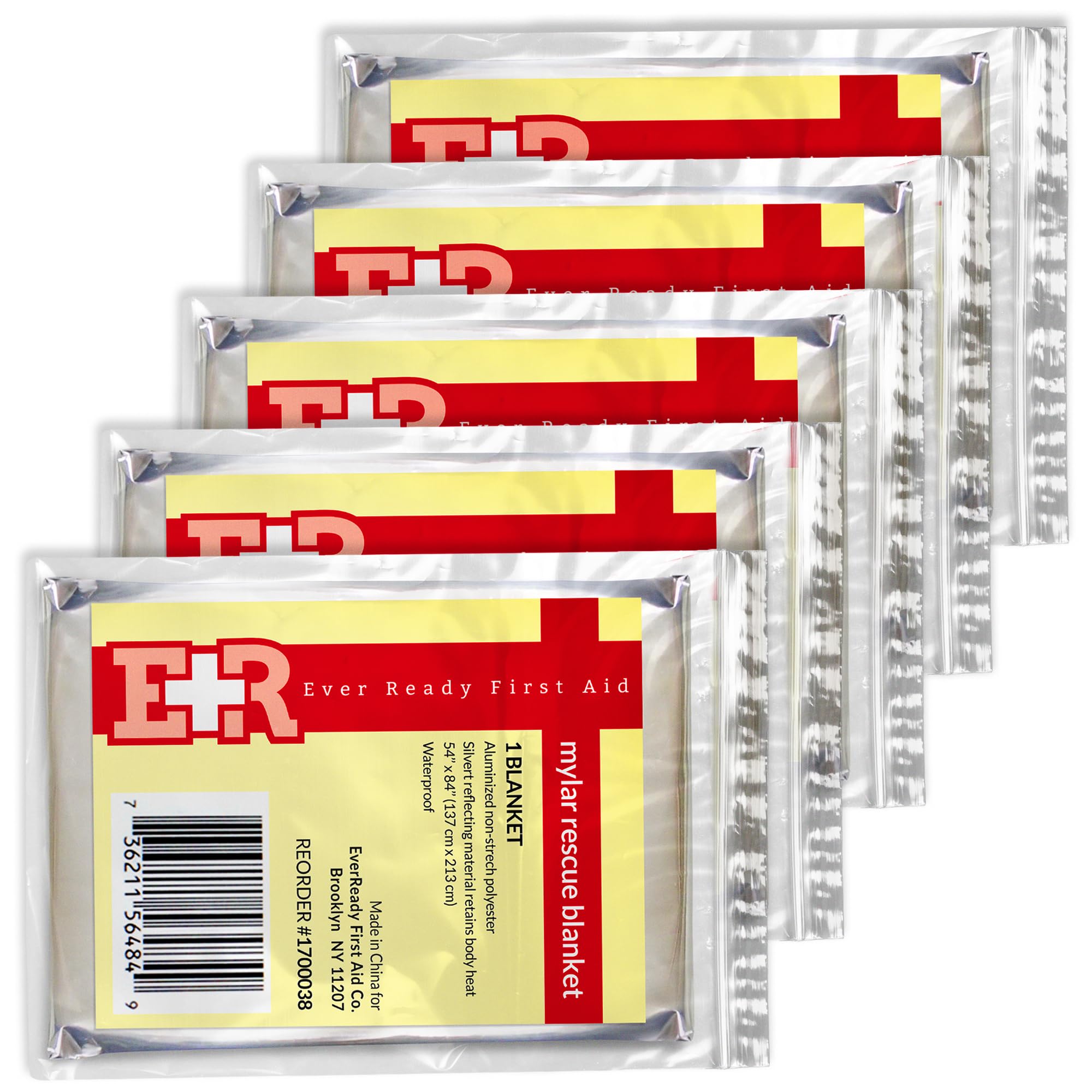 Ever Ready First Aid Mylar rescue blanket packaging, compact and kit-ready.