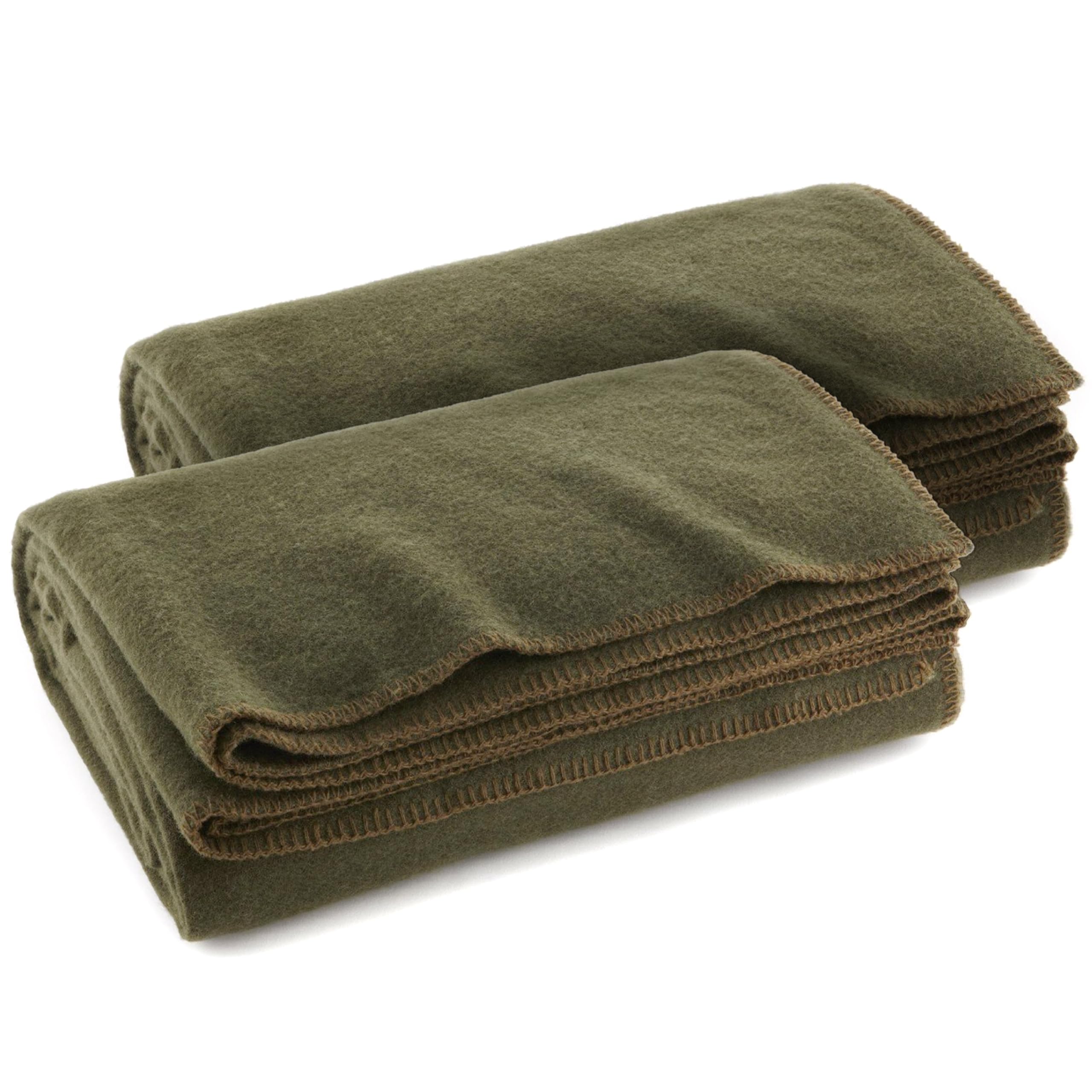 Ever Ready First Aid olive drab blanket folded for quick storage and readiness.