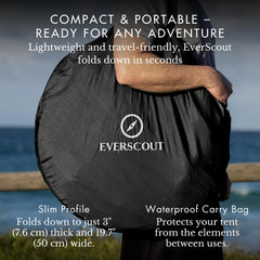 EverScout Pop Up Privacy Tent galvanized steel frame withstands wind.