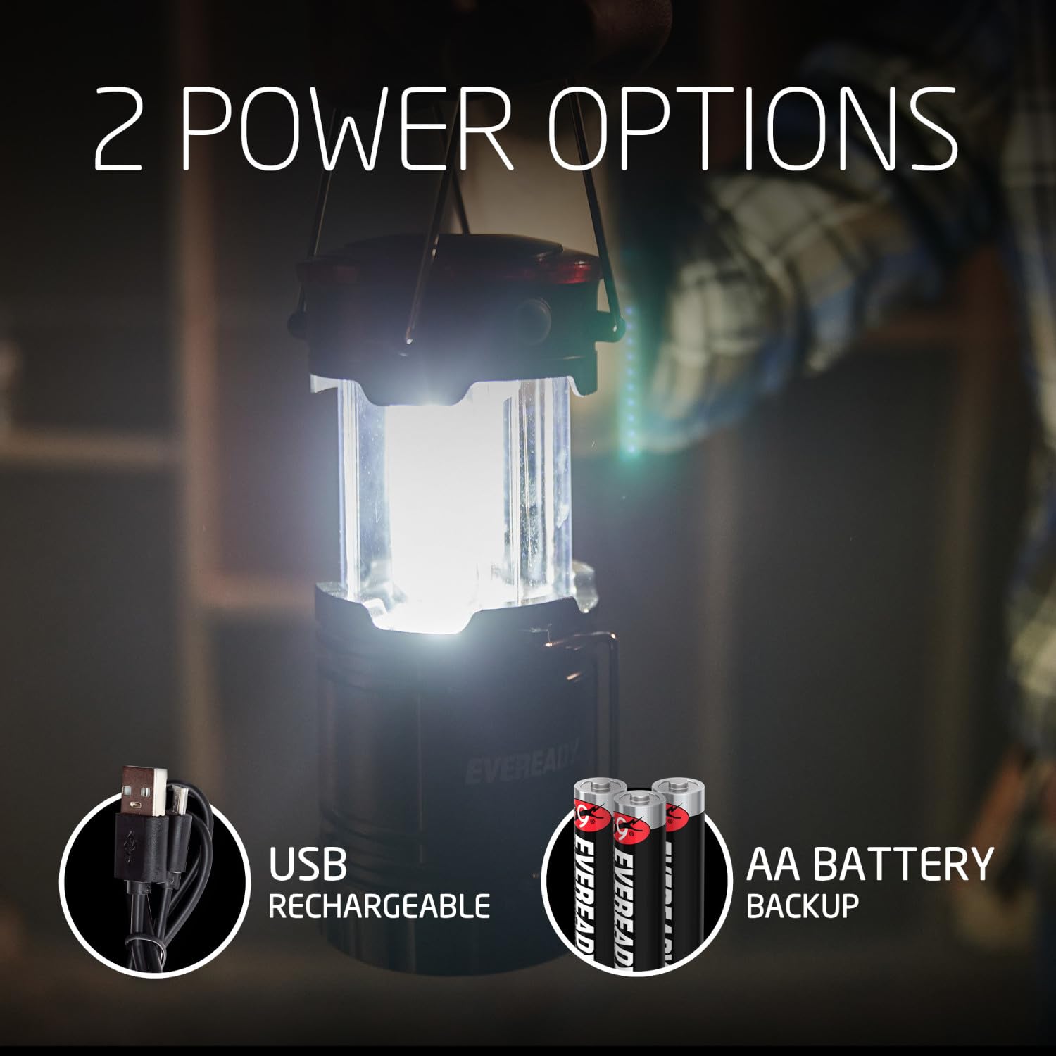 Eveready collapsible lantern collapsed for compact storage in a pack.