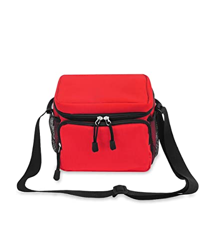 Everest Cooler Lunch Bag red with side pockets for extra snacks during travel