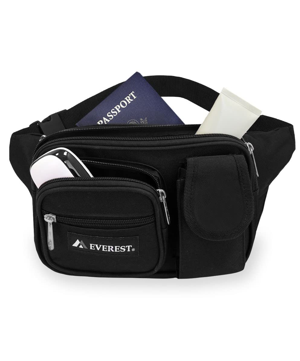 Everest multiple pocket waist pack navy back view highlighting durable material